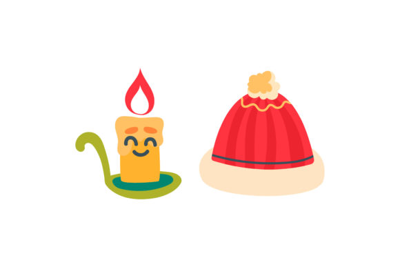 Candle Hat Illustration Christmas Set