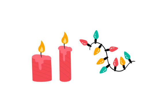 Candy Candle Set Christmas Illustrations