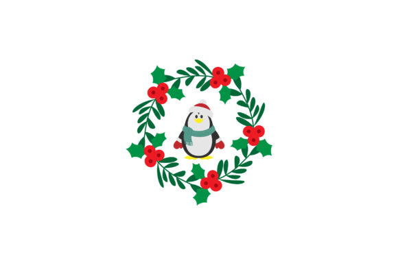 Christmas Circle Wreath with Penguin