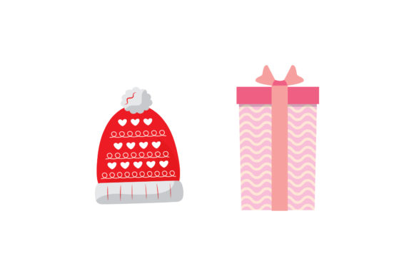 Christmas Gift Hat Set Vector Illustrations