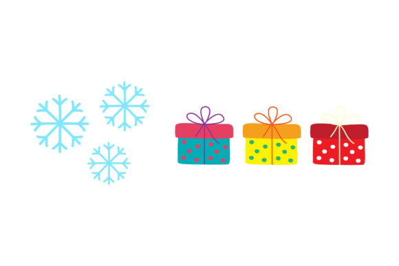 Christmas Gift Snow Set Vector for Holiday Design