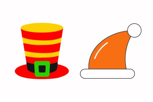 Christmas Hat Cap Costume Party Vector Illustrations