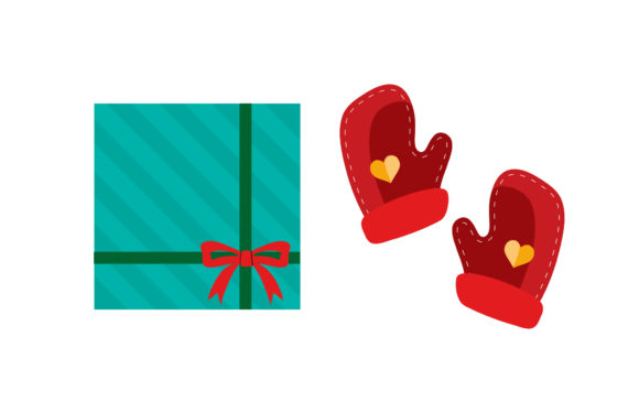 Gift and Gloves Christmas Set Illustrations