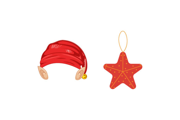 Hat and Star Christmas Vector Illustrations