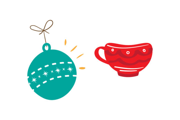 Ornaments and Drink Christmas Set Illustrations