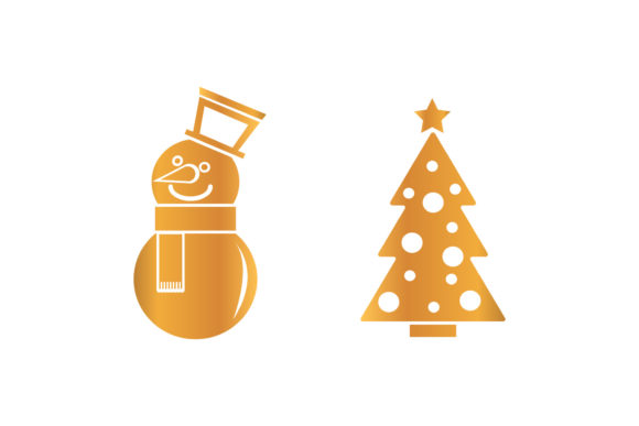 Snowman Tree Icons Christmas Set