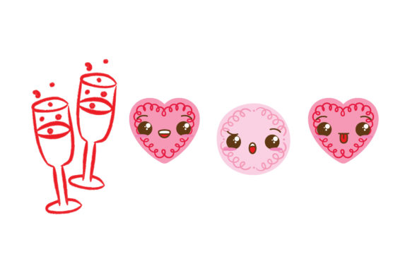 Wine and Love Christmas Set Illustrations